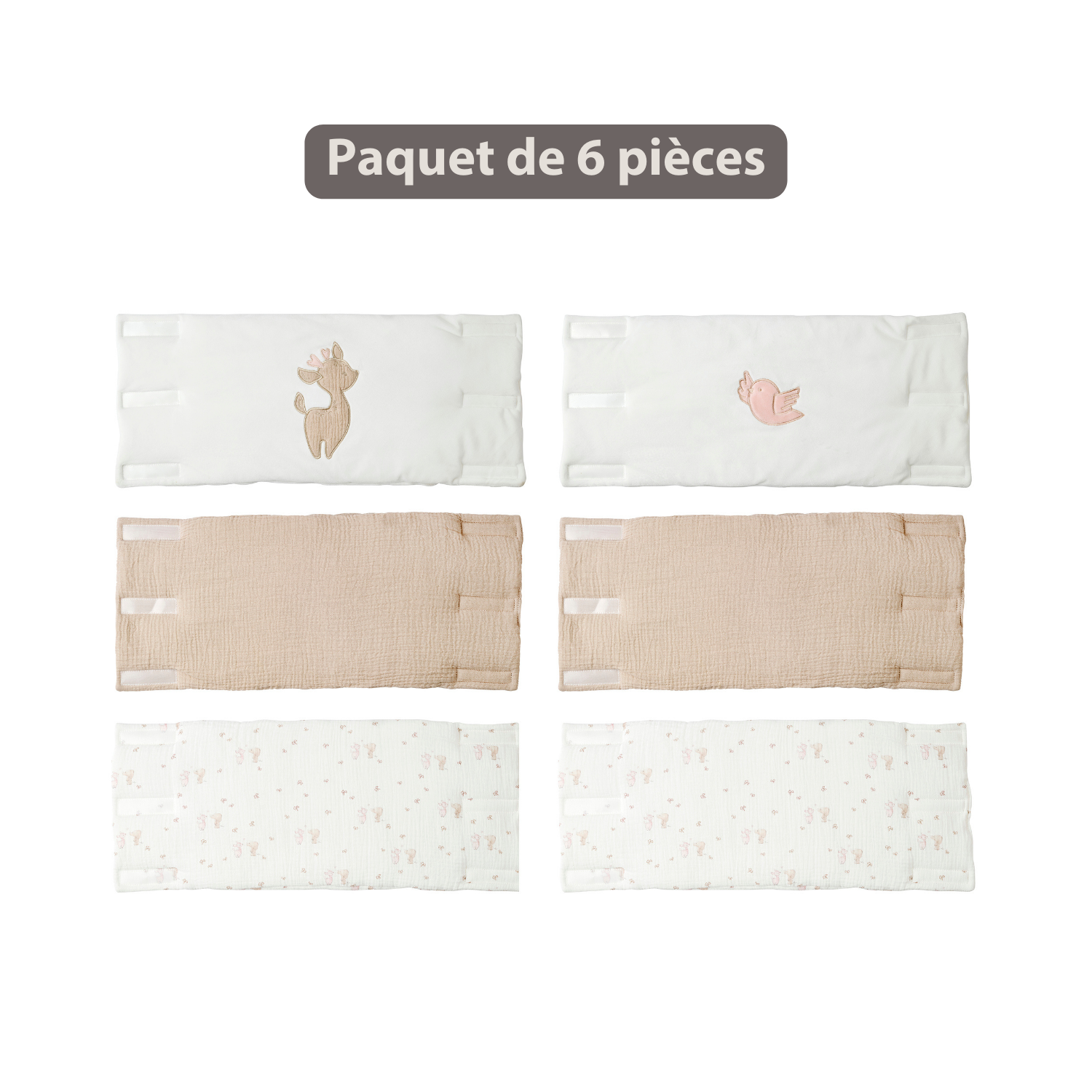 FanFan Bed Bumper Set – Baby Head Protector – 20 x 20 cm – 6 Pieces [FR]