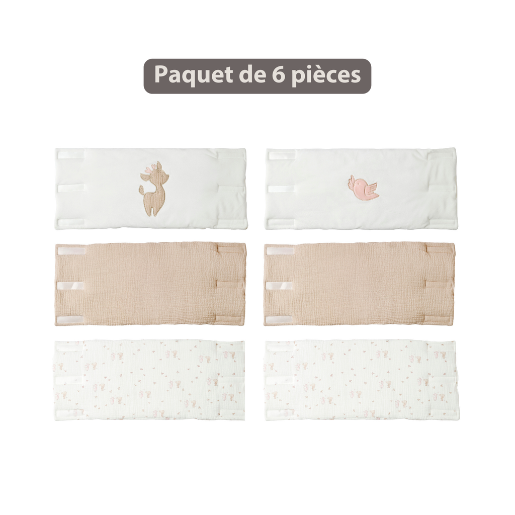FanFan Bed Bumper Set – Baby Head Protector – 20 x 20 cm – 6 Pieces [FR]