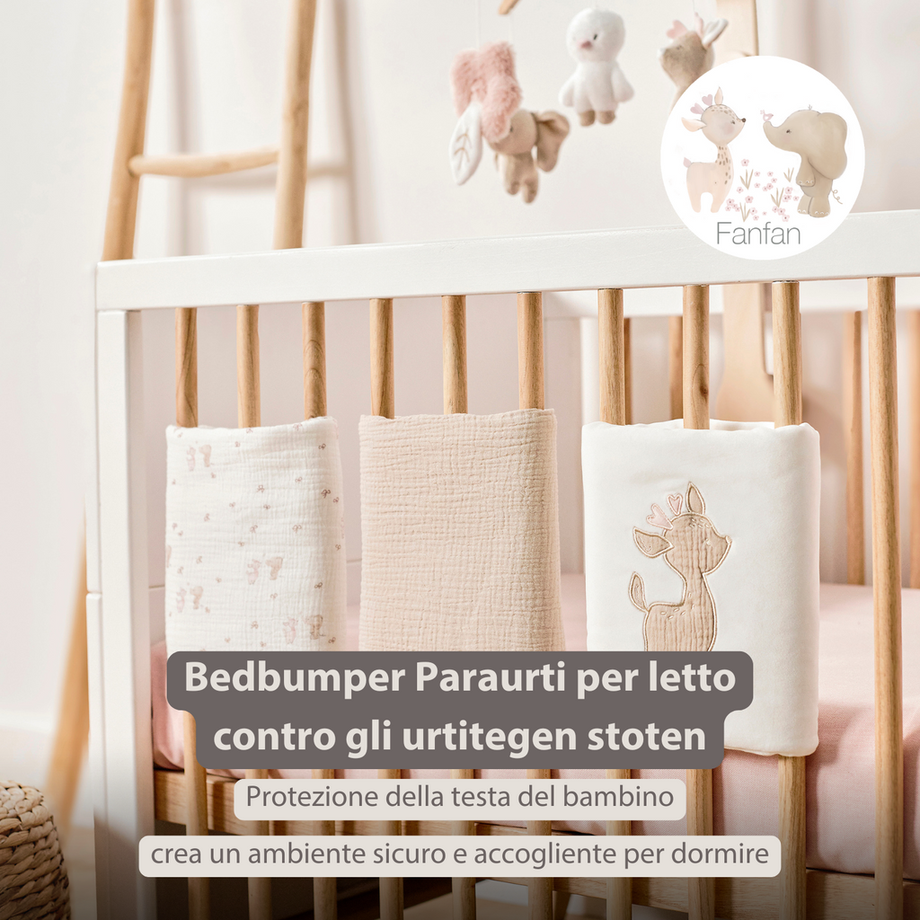 FanFan Bed Bumper Set – Baby Head Protector – 20 x 20 cm – 6 Pieces [IT]