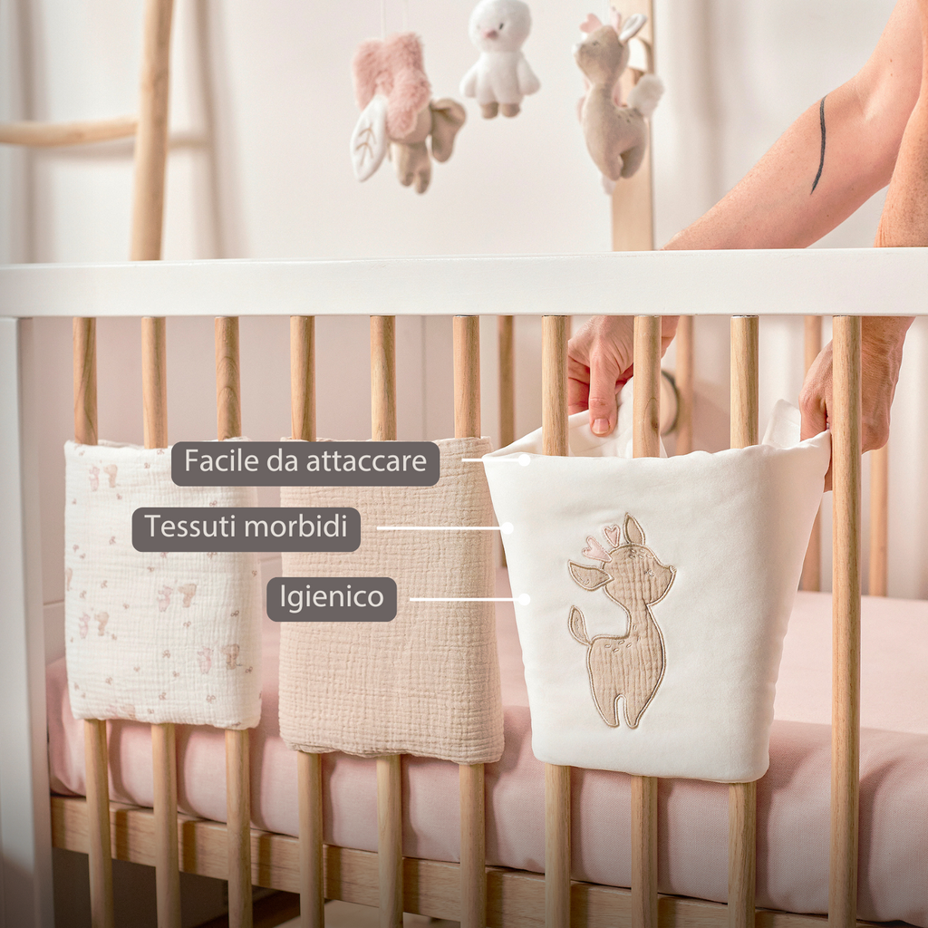 FanFan Bed Bumper Set – Baby Head Protector – 20 x 20 cm – 6 Pieces [IT]