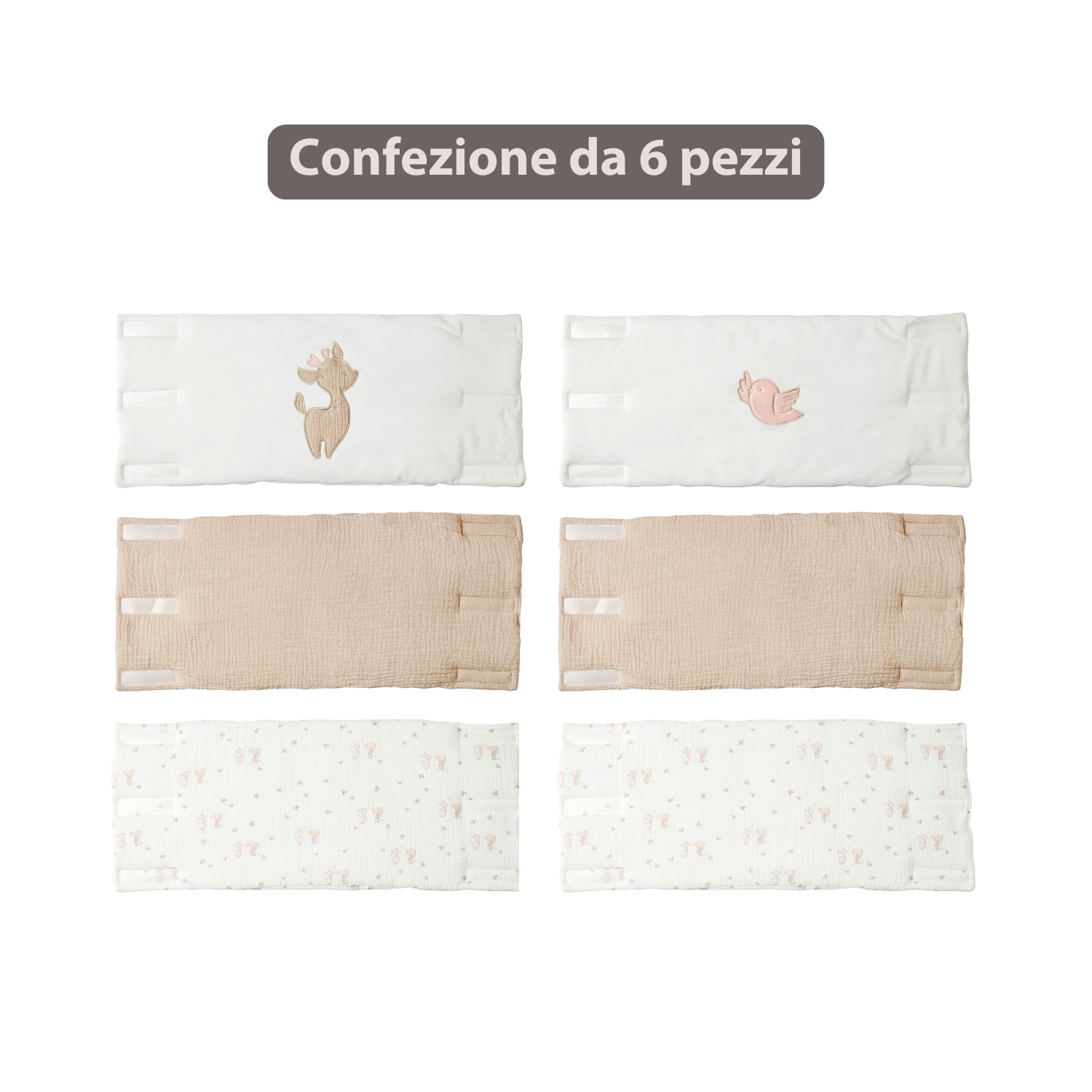 FanFan Bed Bumper Set – Baby Head Protector – 20 x 20 cm – 6 Pieces [IT]