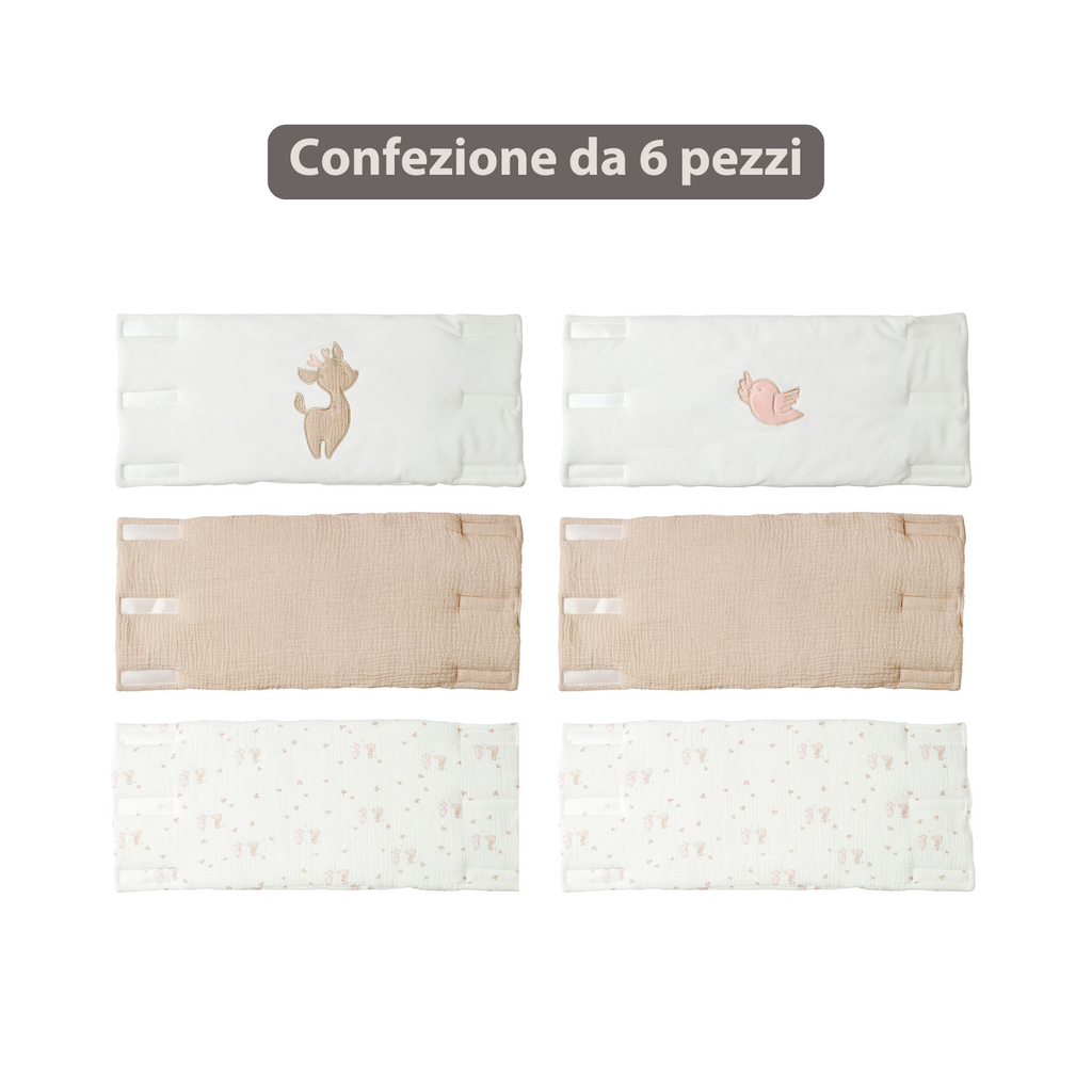 FanFan Bed Bumper Set – Baby Head Protector – 20 x 20 cm – 6 Pieces [IT]