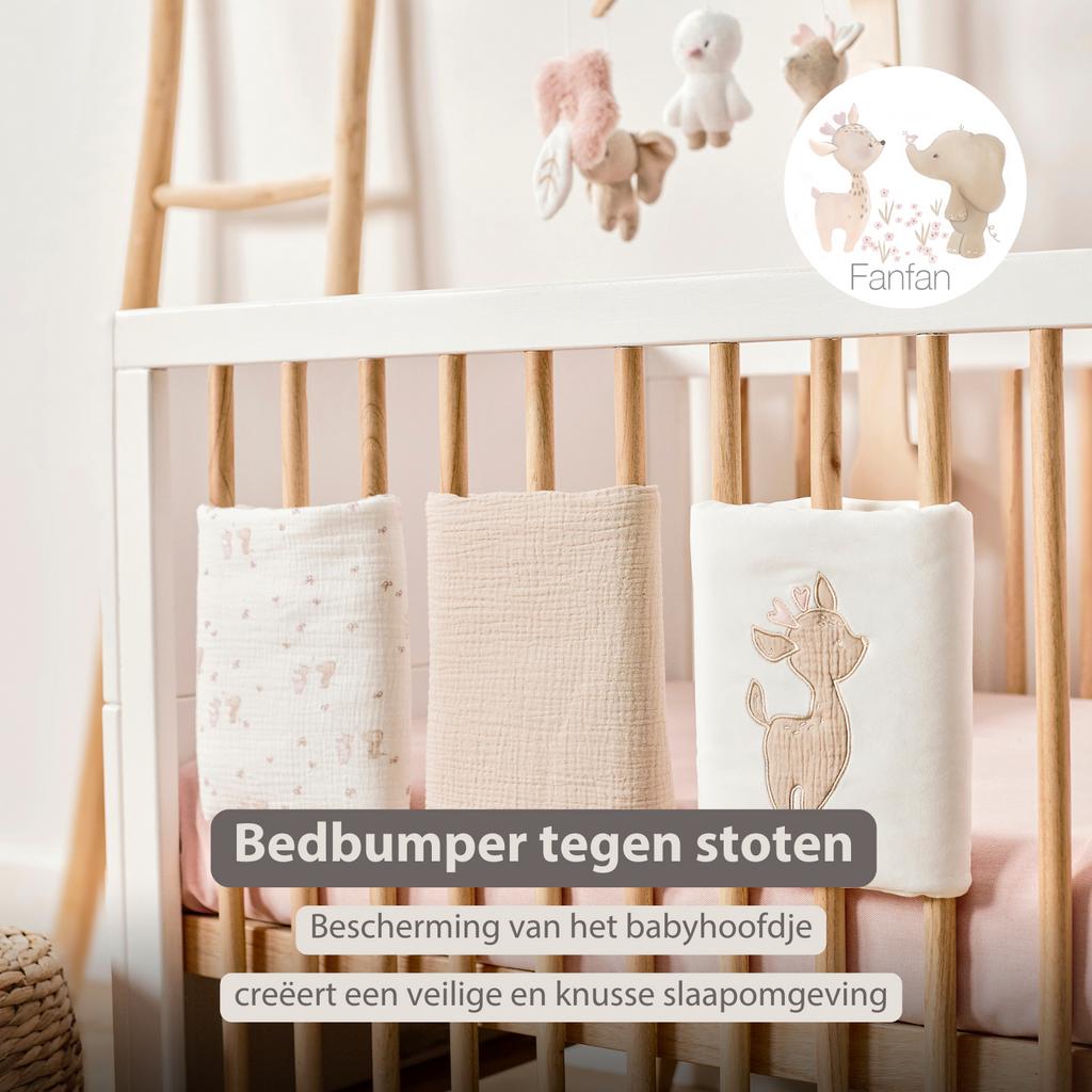 FanFan Bed Bumper Set – Baby Head Protector – 20 x 20 cm – 6 Pieces [NL]