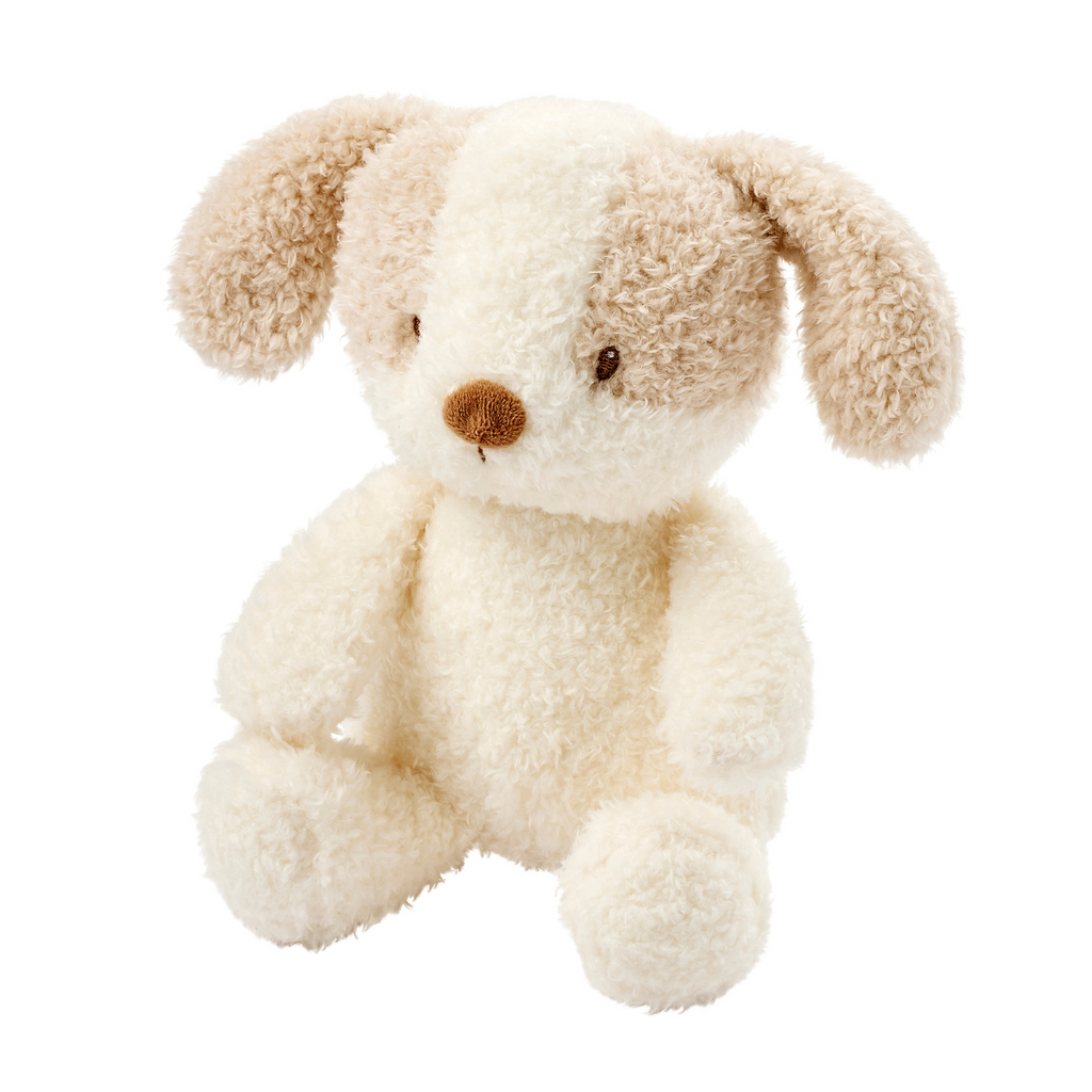 TEDDY Baby Plush Dog – 25 cm – Soft Baby Cuddle Toy – White & Beige [DE]