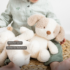 TEDDY Baby Plush Dog – 25 cm – Soft Baby Cuddle Toy – White & Beige [DE]