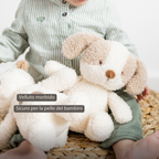 TEDDY Baby Plush Dog – 25 cm – Soft Baby Cuddle Toy – White & Beige [IT]
