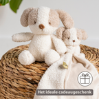 TEDDY Baby Plush Dog – 25 cm – Soft Baby Cuddle Toy – White & Beige [NL]