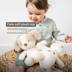 TEDDY Baby Plush Dog – 25 cm – Soft Baby Cuddle Toy – White & Beige [EN]