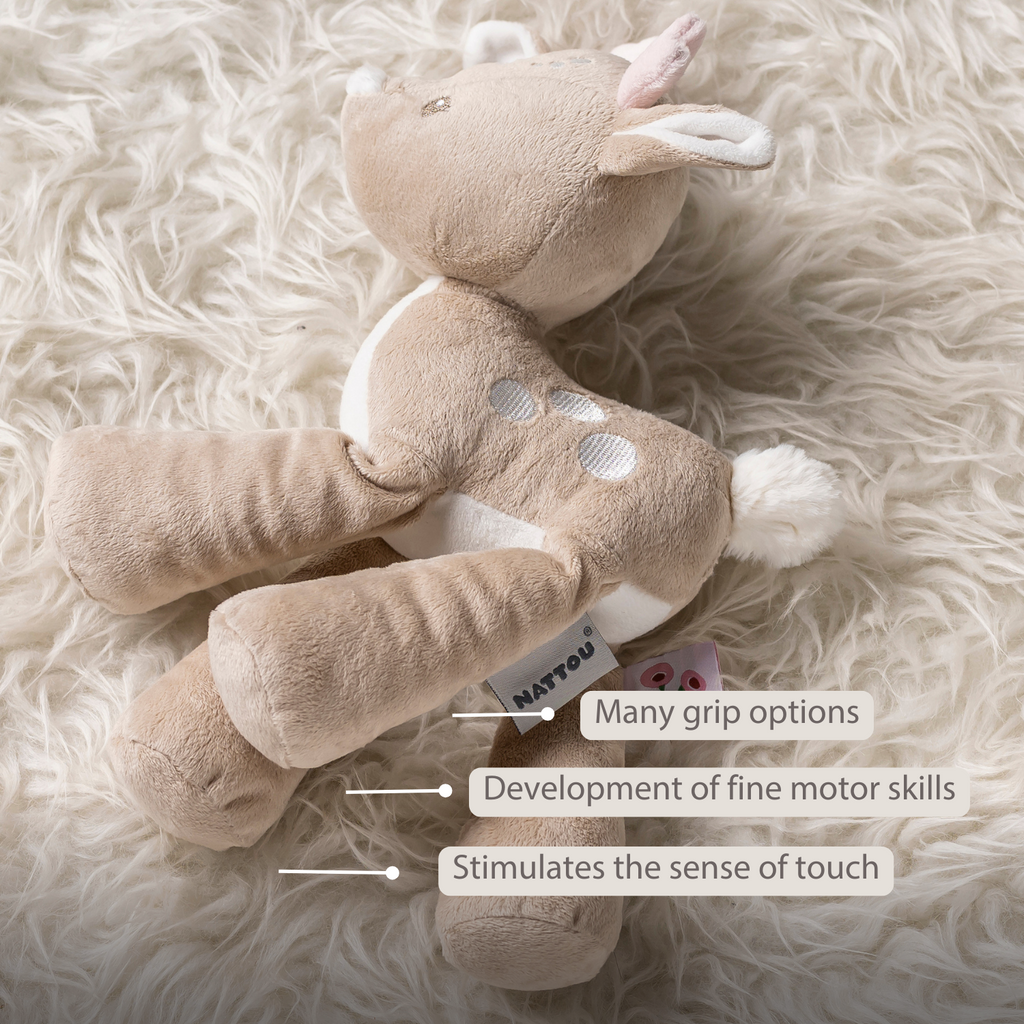 TEDDY Baby Plush Dog – 25 cm – Soft Baby Cuddle Toy – White & Beige [EN]