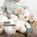TEDDY Baby Plush Dog – 25 cm – Soft Baby Cuddle Toy – White & Beige [EN]