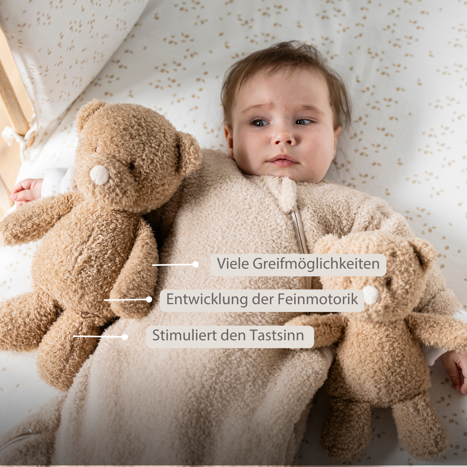 TEDDY Baby Plush Bear – 25 cm – Soft Baby Cuddle Toy – Beige [DE]