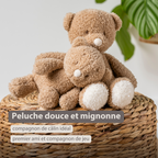 TEDDY Baby Plush Bear – 25 cm – Soft Baby Cuddle Toy – Beige [FR]