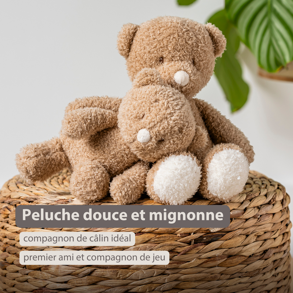 TEDDY Baby Plush Bear – 25 cm – Soft Baby Cuddle Toy – Beige [FR]