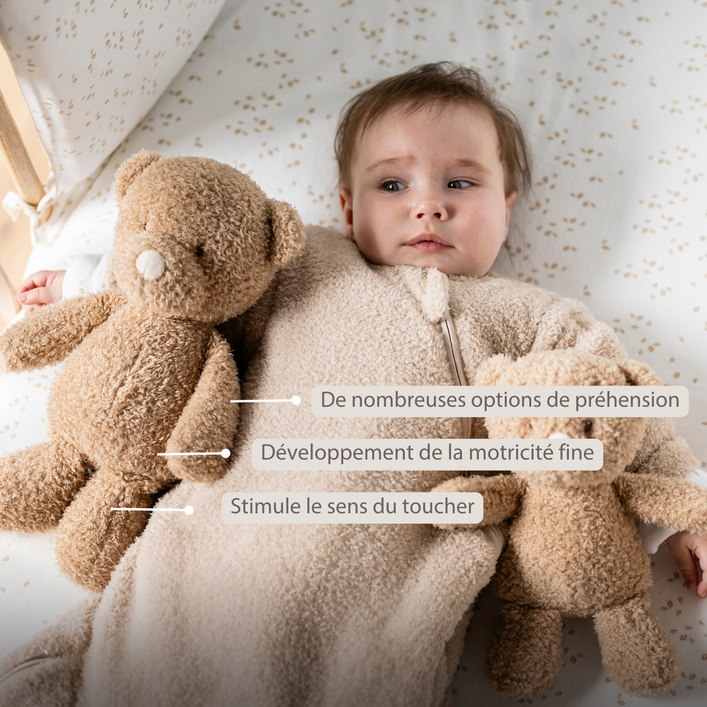 TEDDY Baby Plush Bear – 25 cm – Soft Baby Cuddle Toy – Beige [FR]