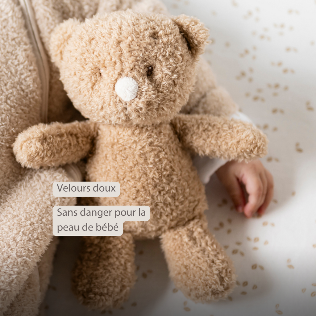 TEDDY Baby Plush Bear – 25 cm – Soft Baby Cuddle Toy – Beige [FR]