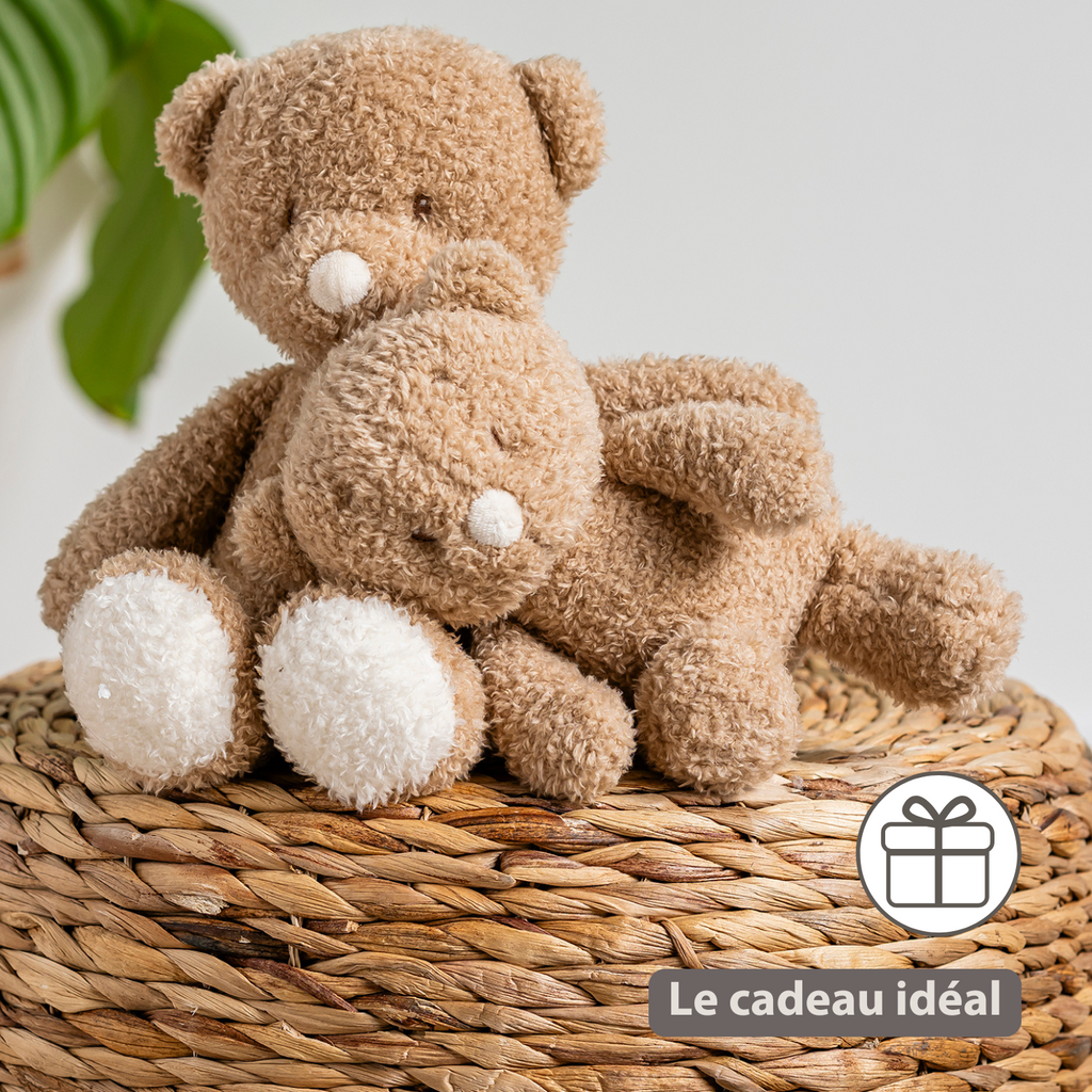 TEDDY Baby Plush Bear – 25 cm – Soft Baby Cuddle Toy – Beige [FR]
