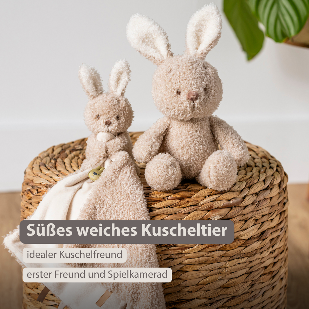 TEDDY Baby Plush Bunny – 25 cm – Soft Baby Cuddle Toy – Beige [DE]