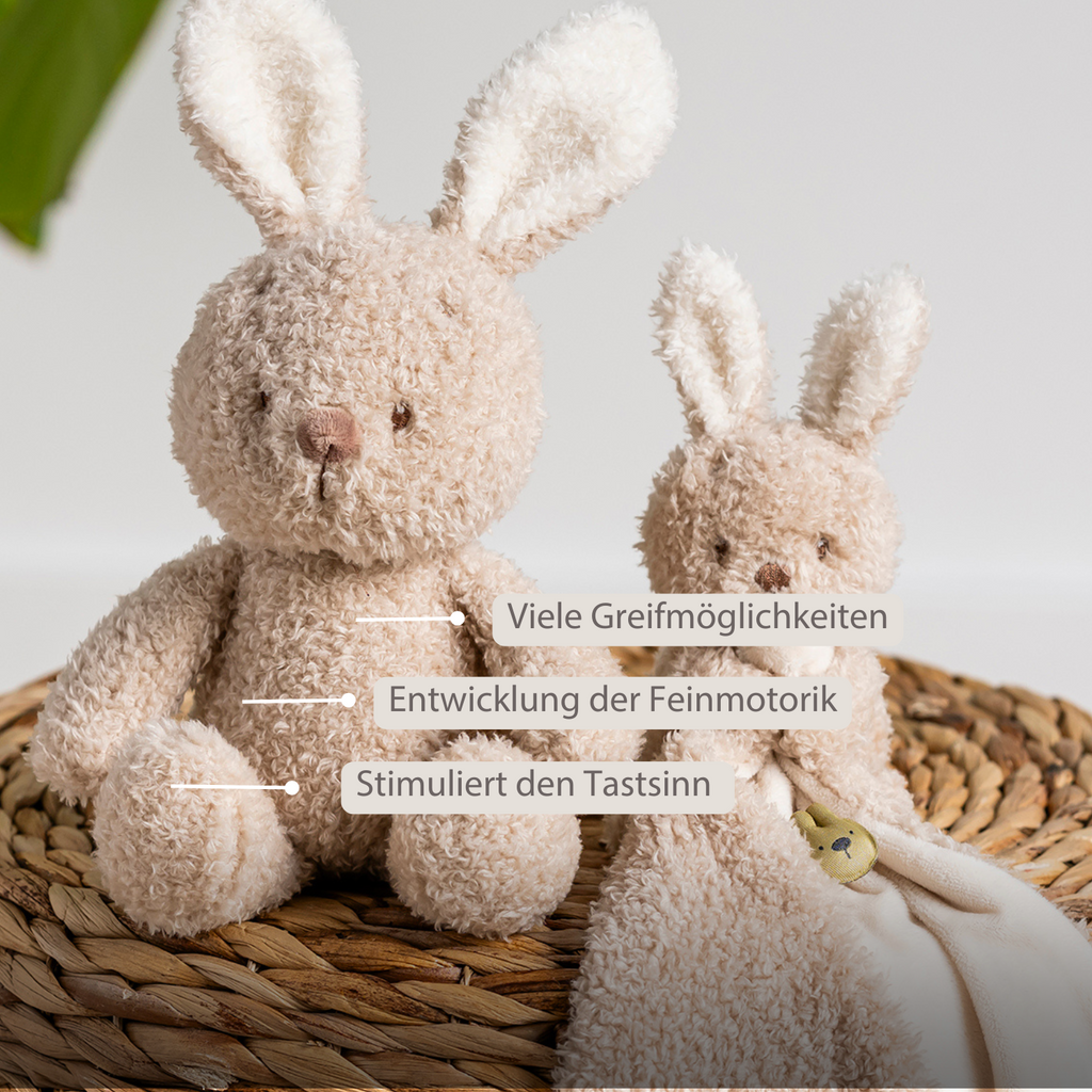 TEDDY Baby Plush Bunny – 25 cm – Soft Baby Cuddle Toy – Beige [DE]