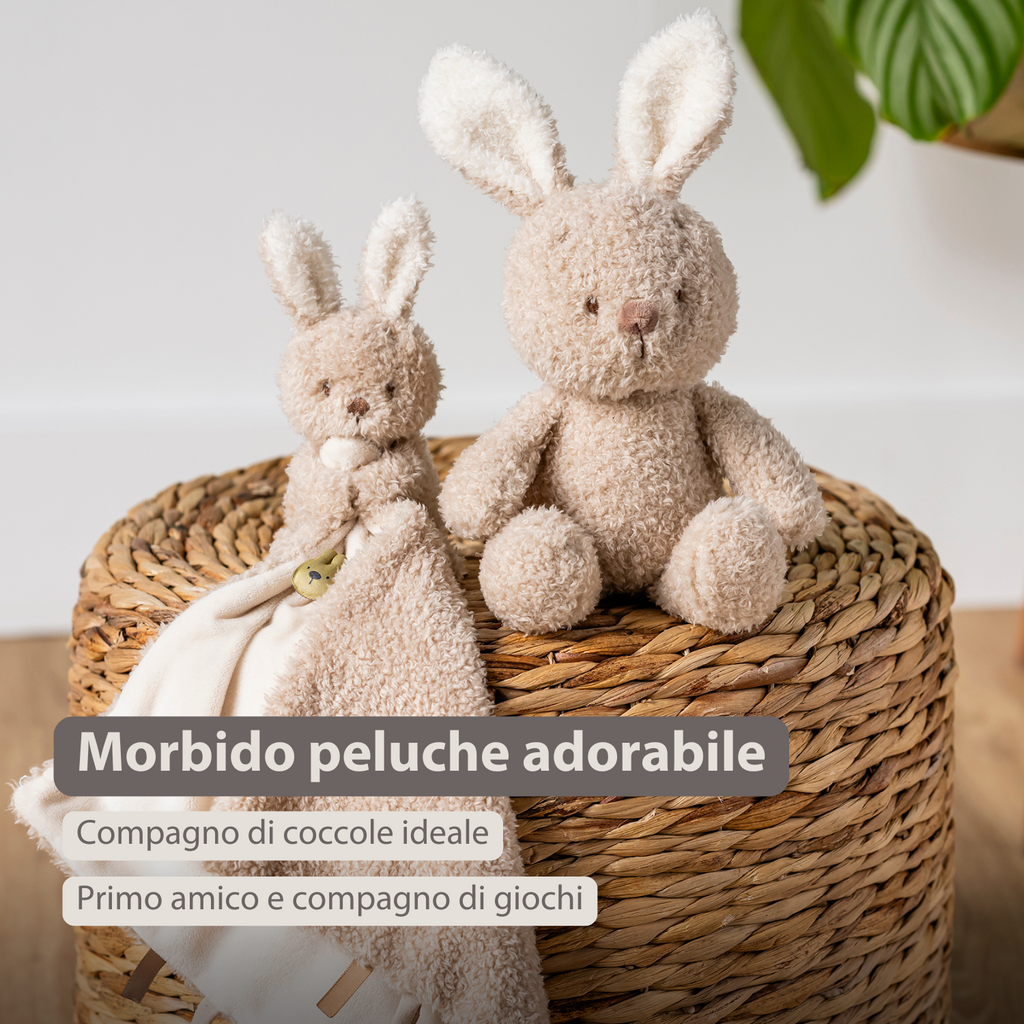 TEDDY Baby Plush Bunny – 25 cm – Soft Baby Cuddle Toy – Beige [IT]