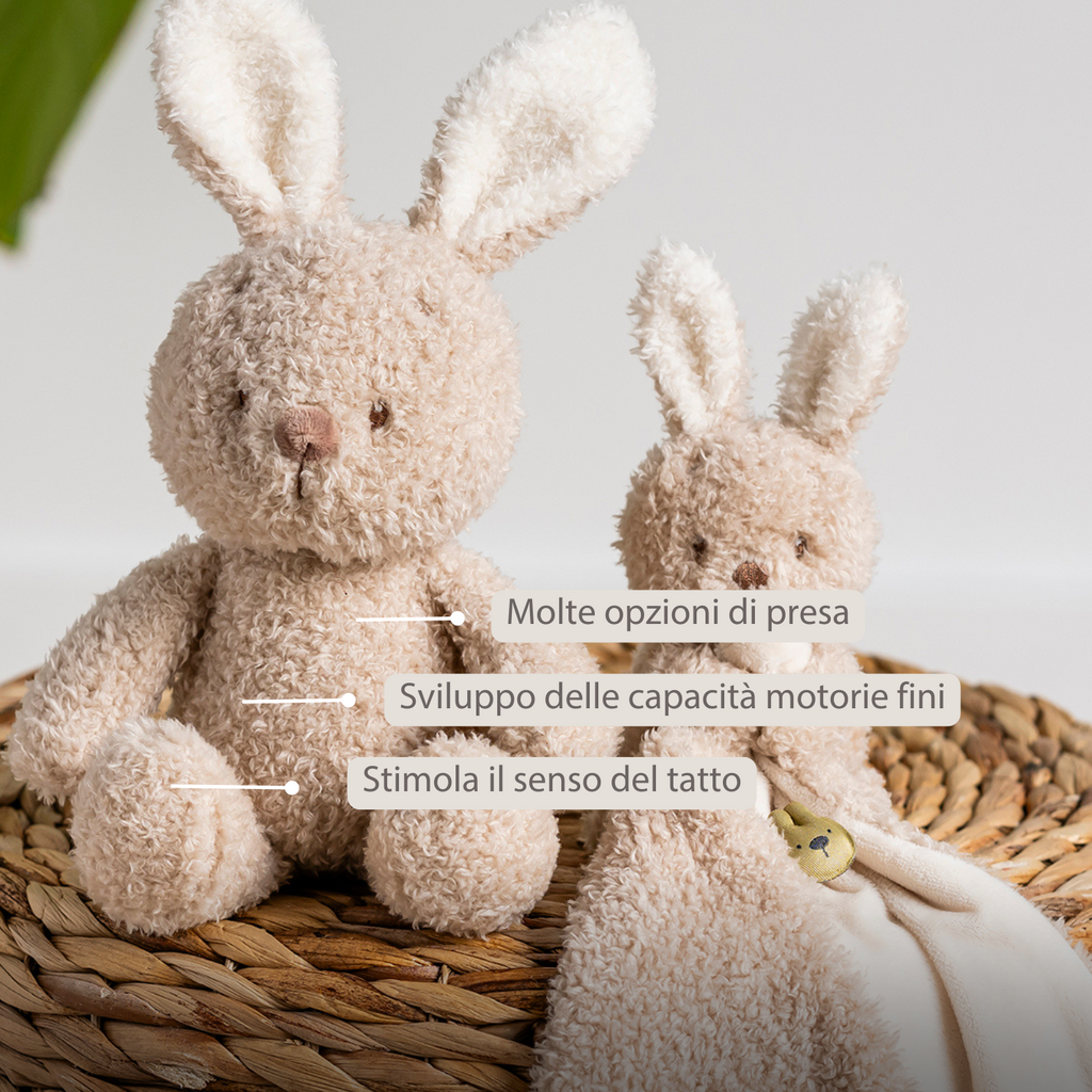 TEDDY Baby Plush Bunny – 25 cm – Soft Baby Cuddle Toy – Beige [IT]