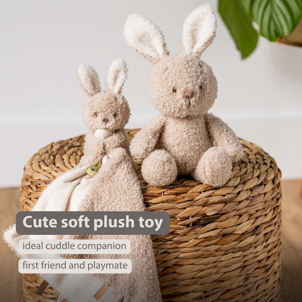 TEDDY Baby Plush Bunny – 25 cm – Soft Baby Cuddle Toy – Beige [EN]