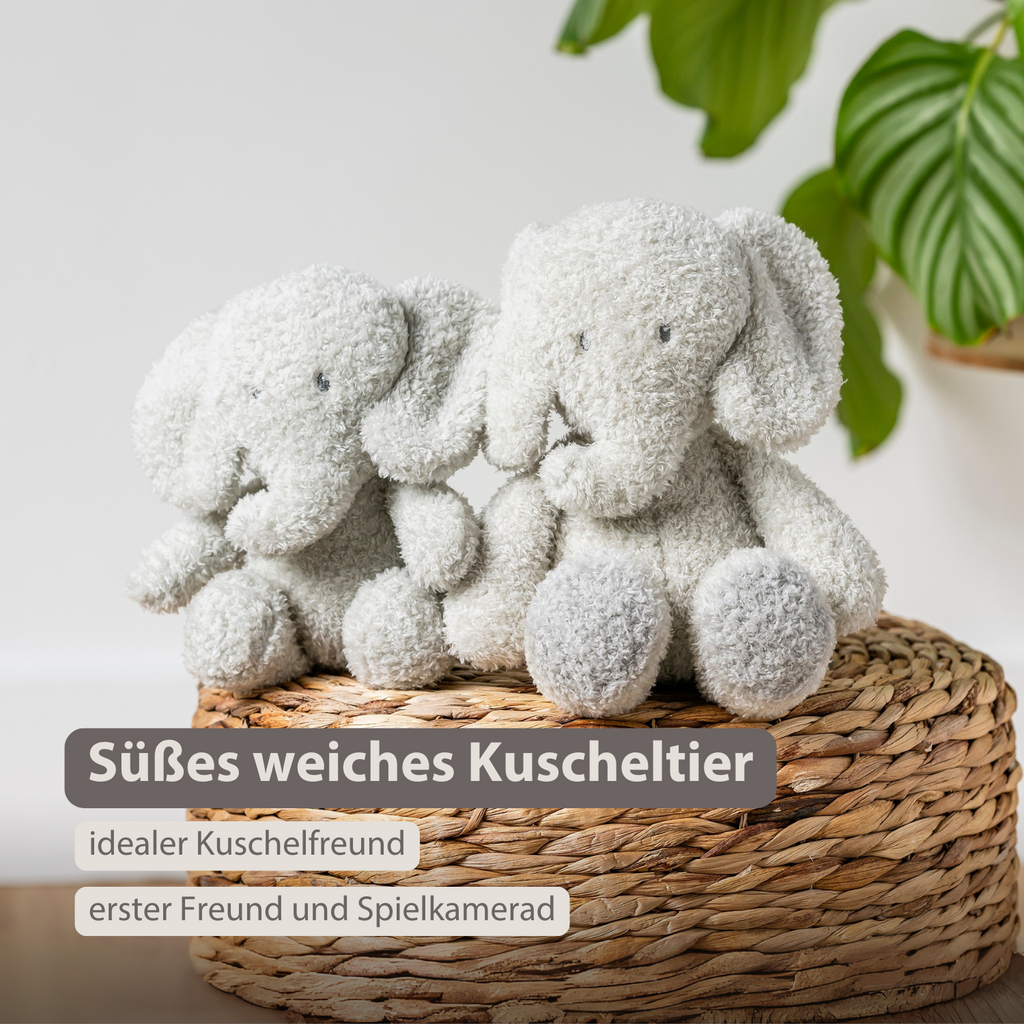 TEDDY Baby Plush Elephant – 25 cm – Soft Baby Cuddle Toy – Grey [DE]