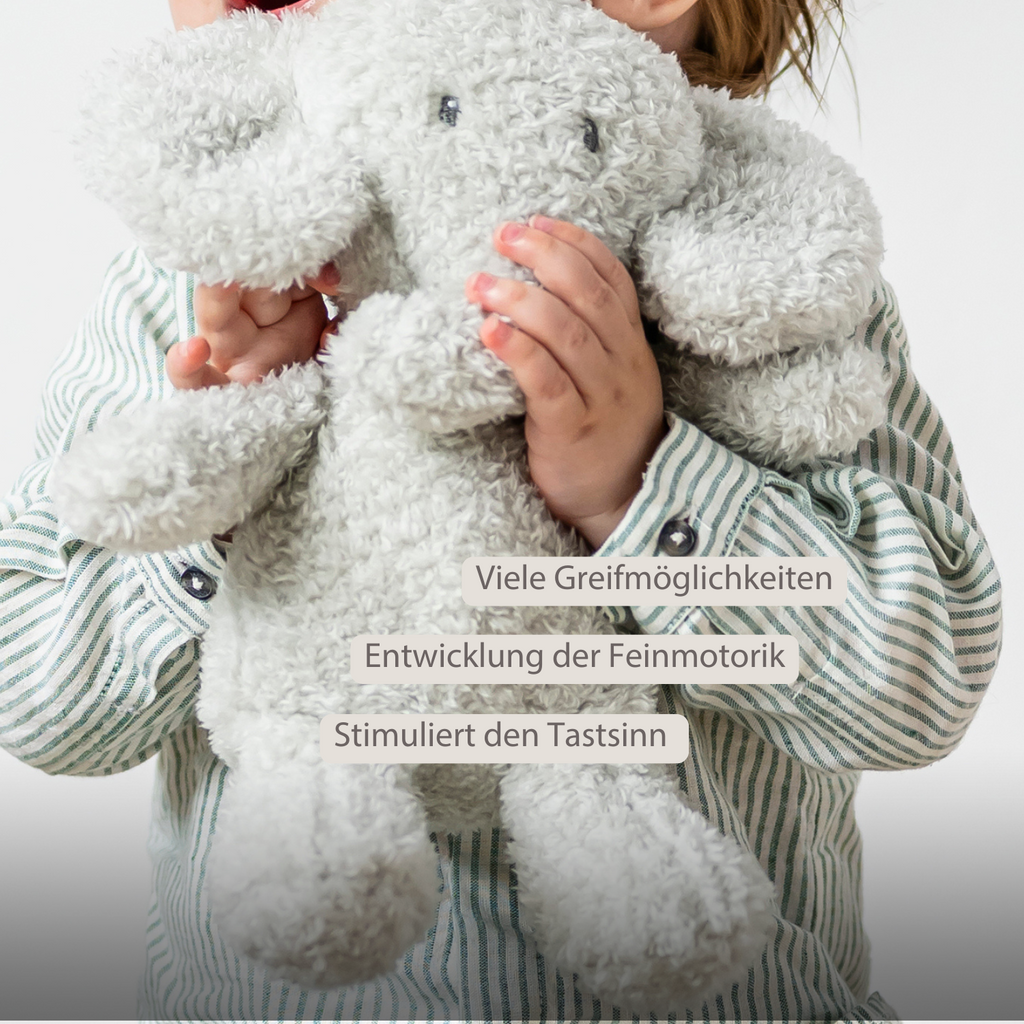 TEDDY Baby Plush Elephant – 25 cm – Soft Baby Cuddle Toy – Grey [DE]