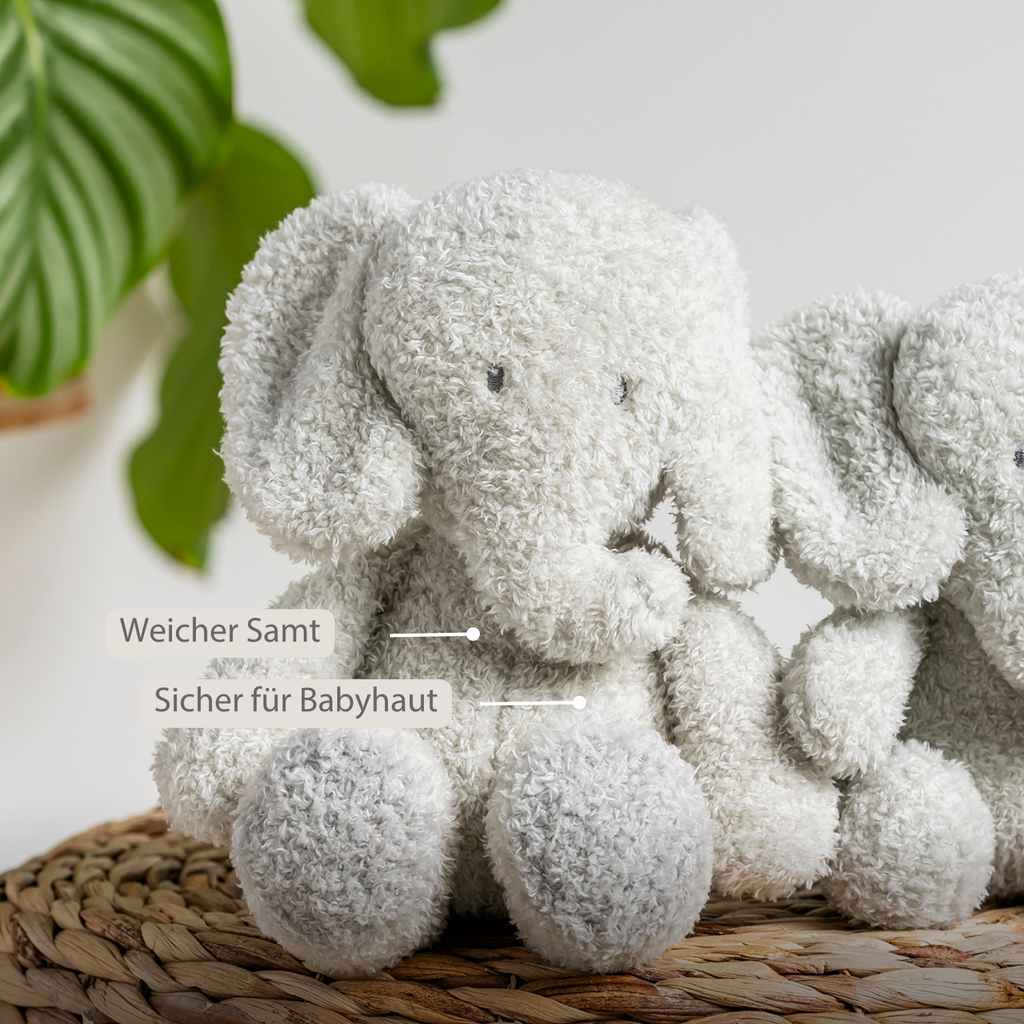 TEDDY Baby Plush Elephant – 25 cm – Soft Baby Cuddle Toy – Grey [DE]