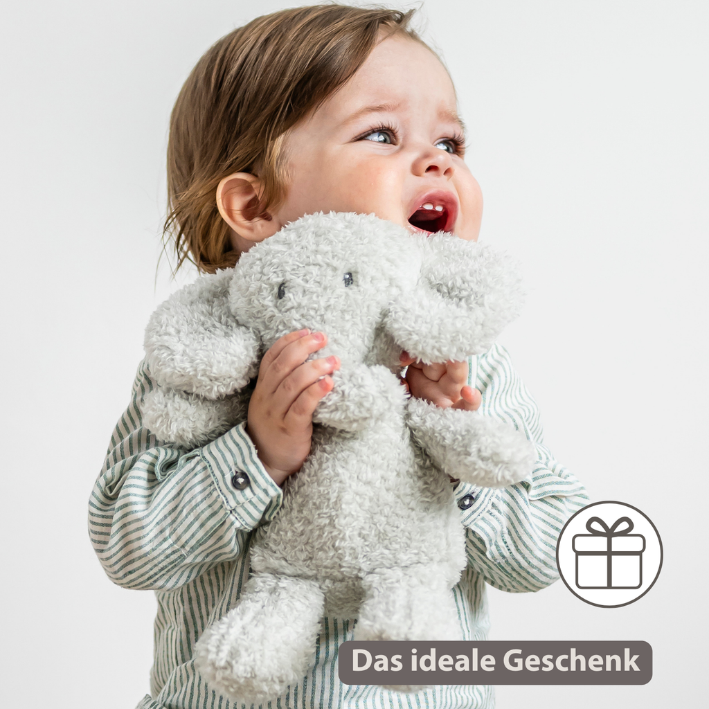 TEDDY Baby Plush Elephant – 25 cm – Soft Baby Cuddle Toy – Grey [DE]