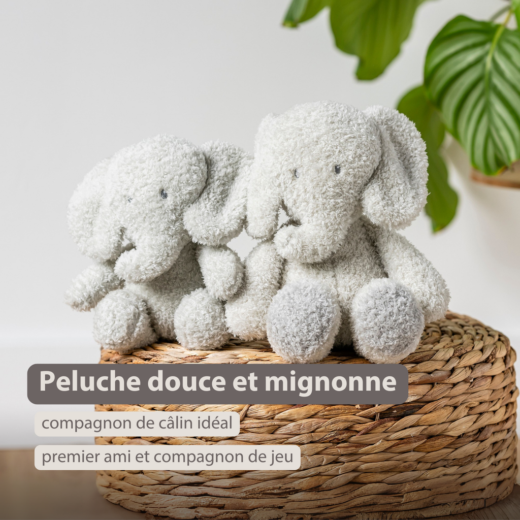 TEDDY Baby Plush Elephant – 25 cm – Soft Baby Cuddle Toy – Grey [FR]