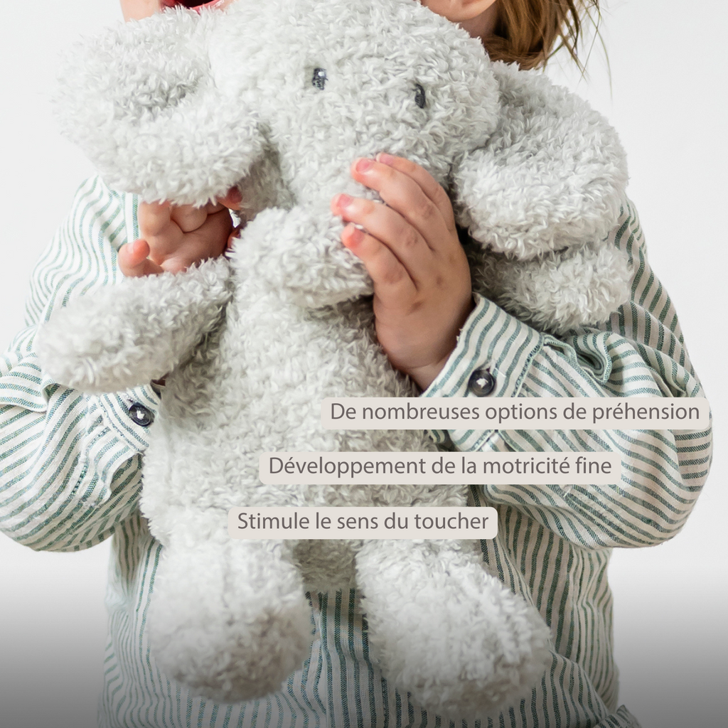 TEDDY Baby Plush Elephant – 25 cm – Soft Baby Cuddle Toy – Grey [FR]