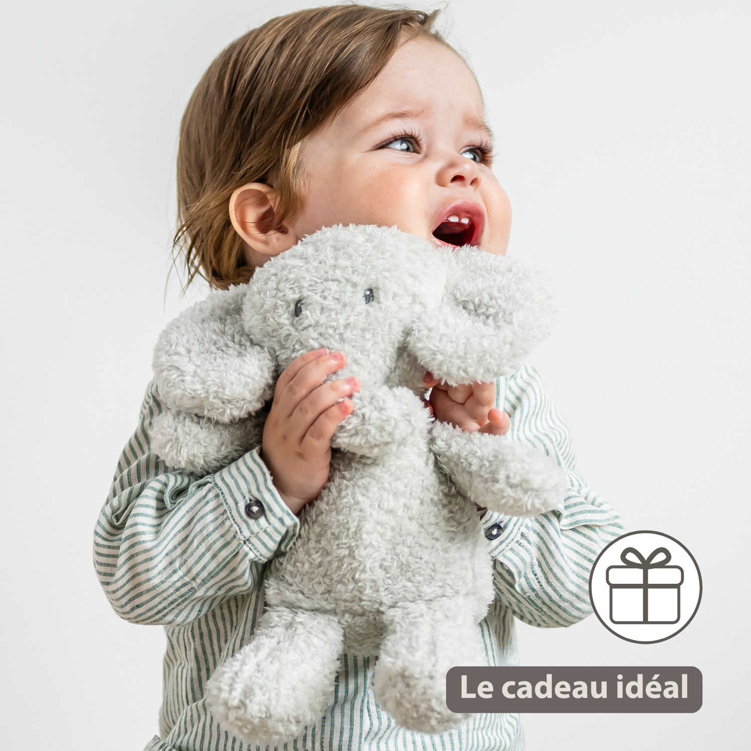 TEDDY Baby Plush Elephant – 25 cm – Soft Baby Cuddle Toy – Grey [FR]