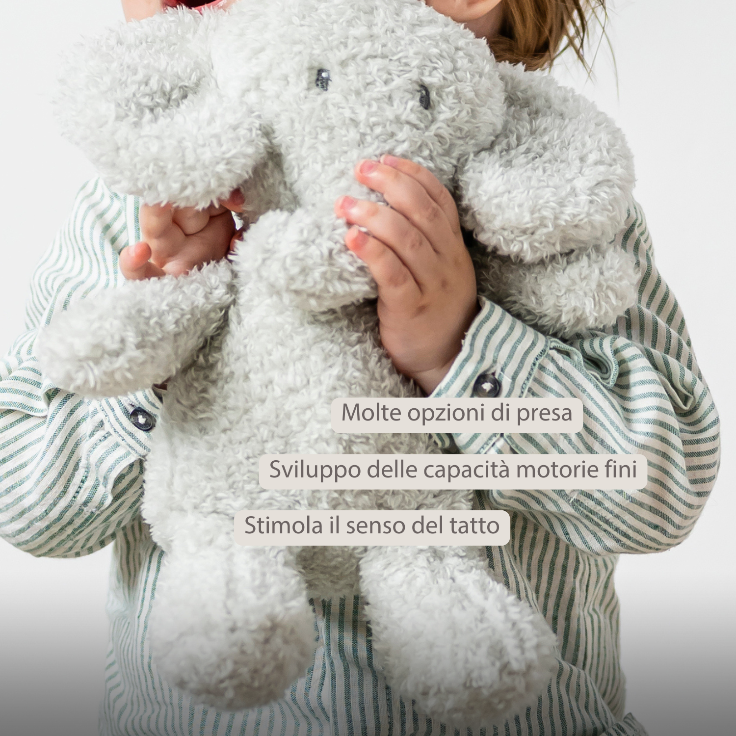 TEDDY Baby Plush Elephant – 25 cm – Soft Baby Cuddle Toy – Grey [IT]