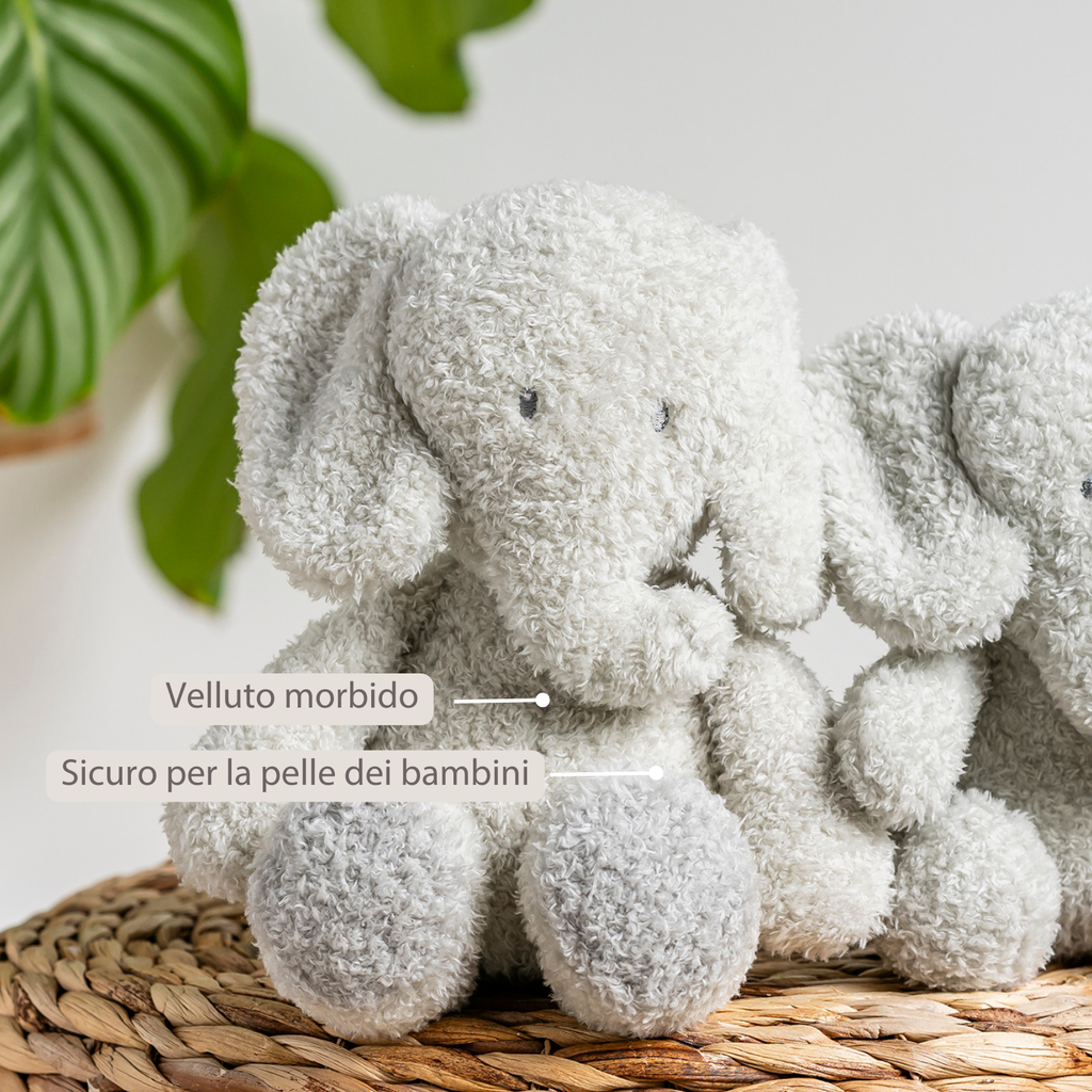 TEDDY Baby Plush Elephant – 25 cm – Soft Baby Cuddle Toy – Grey [IT]