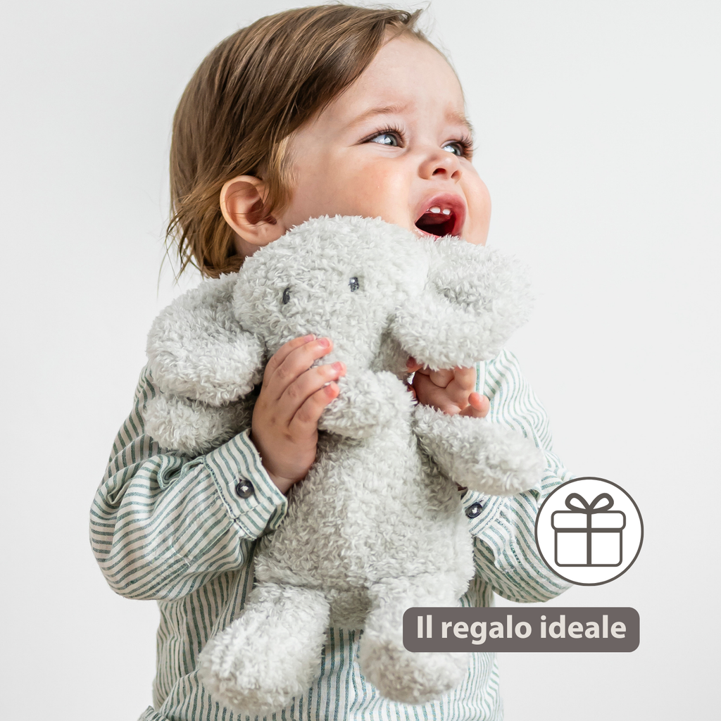 TEDDY Baby Plush Elephant – 25 cm – Soft Baby Cuddle Toy – Grey [IT]