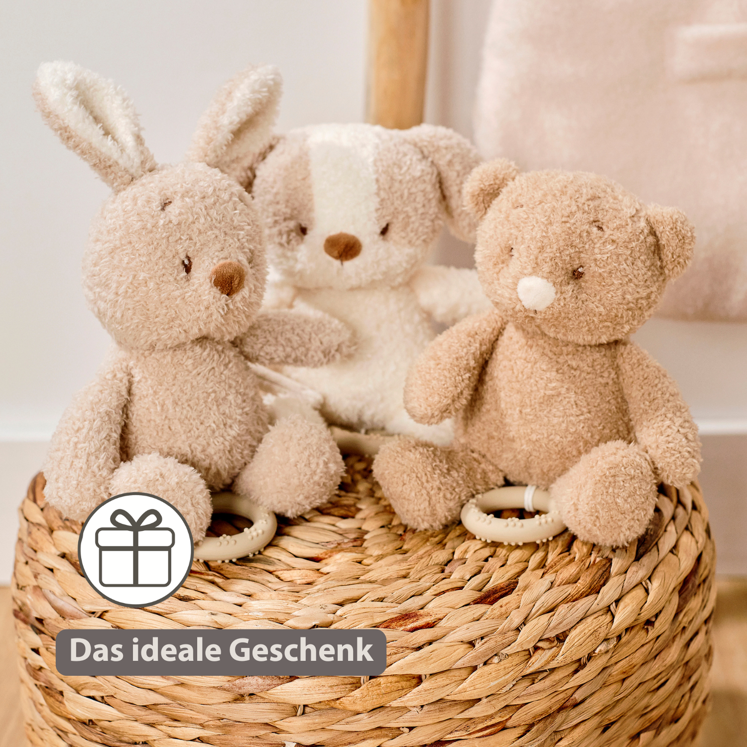 TEDDY Music Plush Dog – 25 cm – Soft Plush Toy with Music – White & Beige [DE]