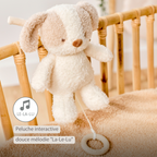 TEDDY Music Plush Dog – 25 cm – Soft Plush Toy with Music – White & Beige [FR]