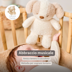 TEDDY Music Plush Dog – 25 cm – Soft Plush Toy with Music – White & Beige [IT]