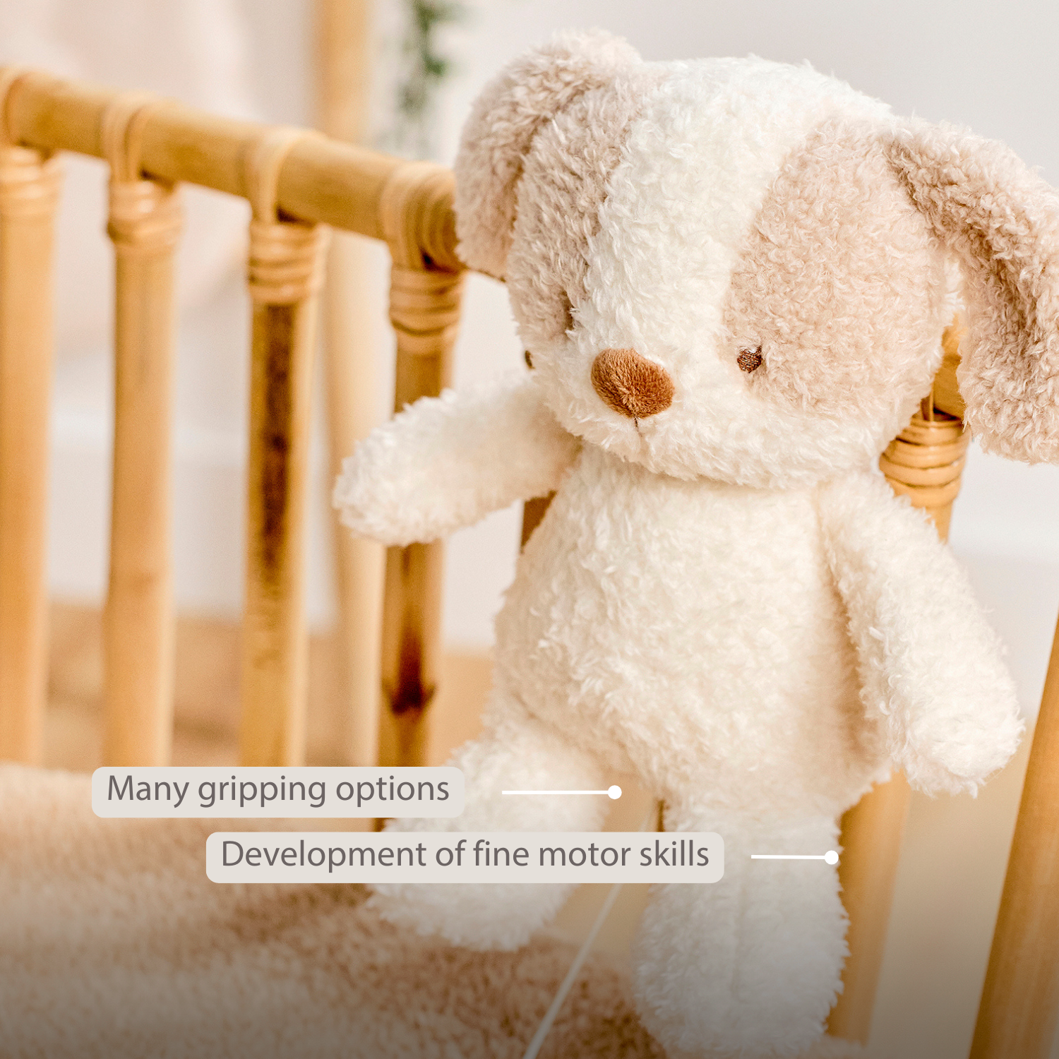 TEDDY Music Plush Dog – 25 cm – Soft Plush Toy with Music – White & Beige [EN]