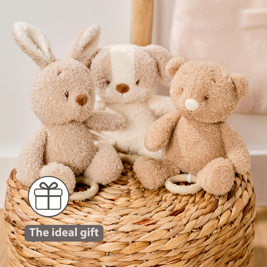 TEDDY Music Plush Dog – 25 cm – Soft Plush Toy with Music – White & Beige [EN]