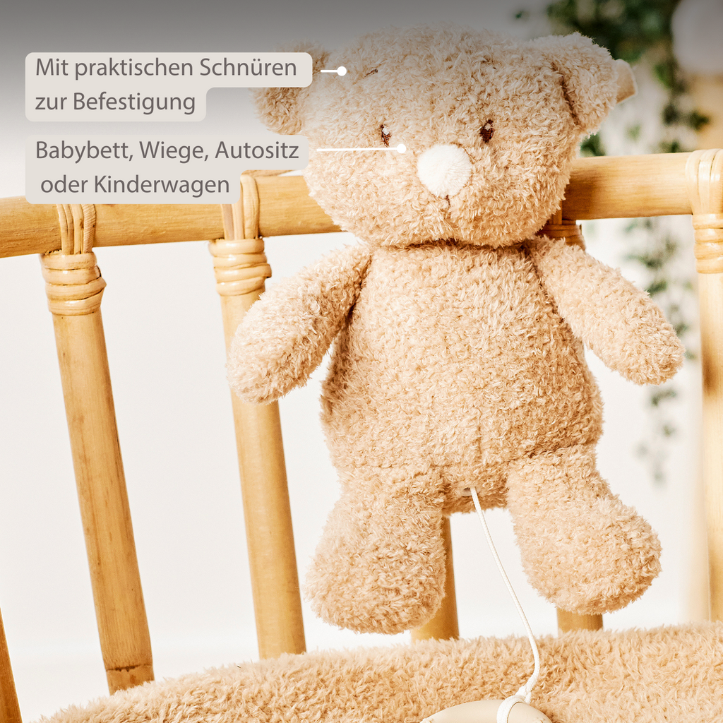 TEDDY Music Plush Bear – 25 cm – Soft Plush Toy with Music – Beige [DE]