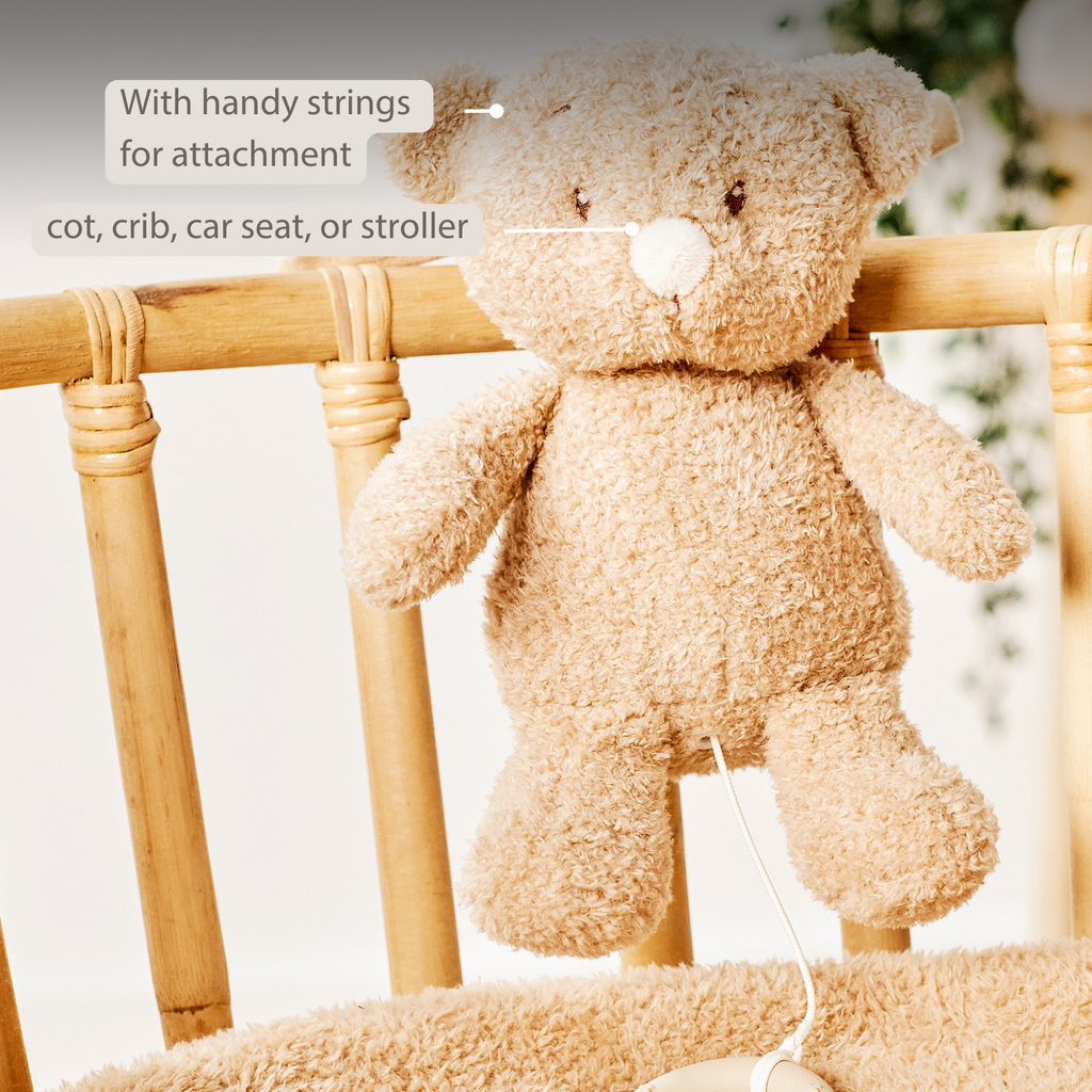 TEDDY Music Plush Bear – 25 cm – Soft Plush Toy with Music – Beige [EN]