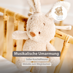 TEDDY Music Plush Bunny – 25 cm – Soft Plush Toy with Music – Beige [DE]