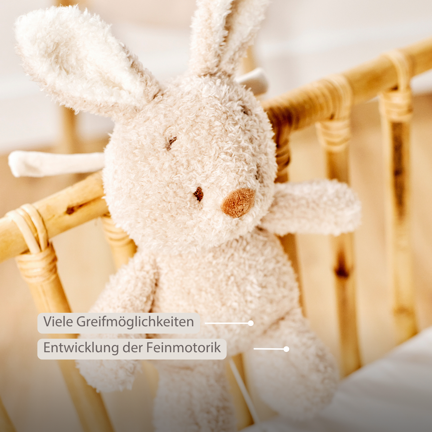 TEDDY Music Plush Bunny – 25 cm – Soft Plush Toy with Music – Beige [DE]