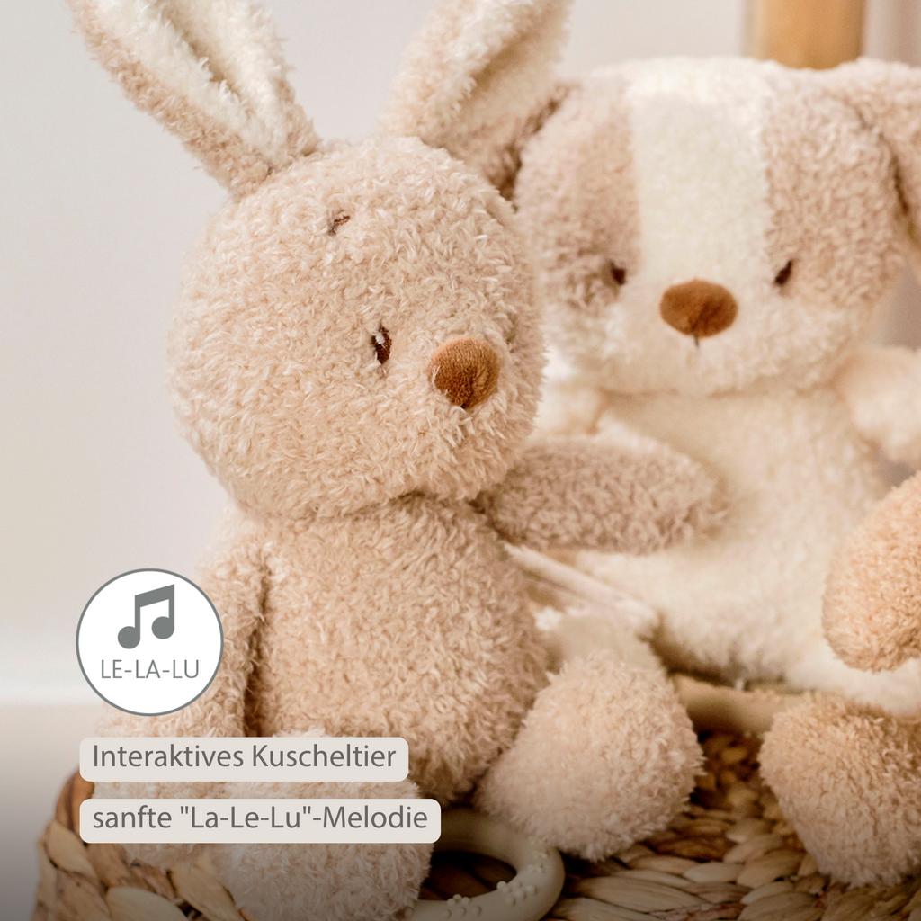 TEDDY Music Plush Bunny – 25 cm – Soft Plush Toy with Music – Beige [DE]