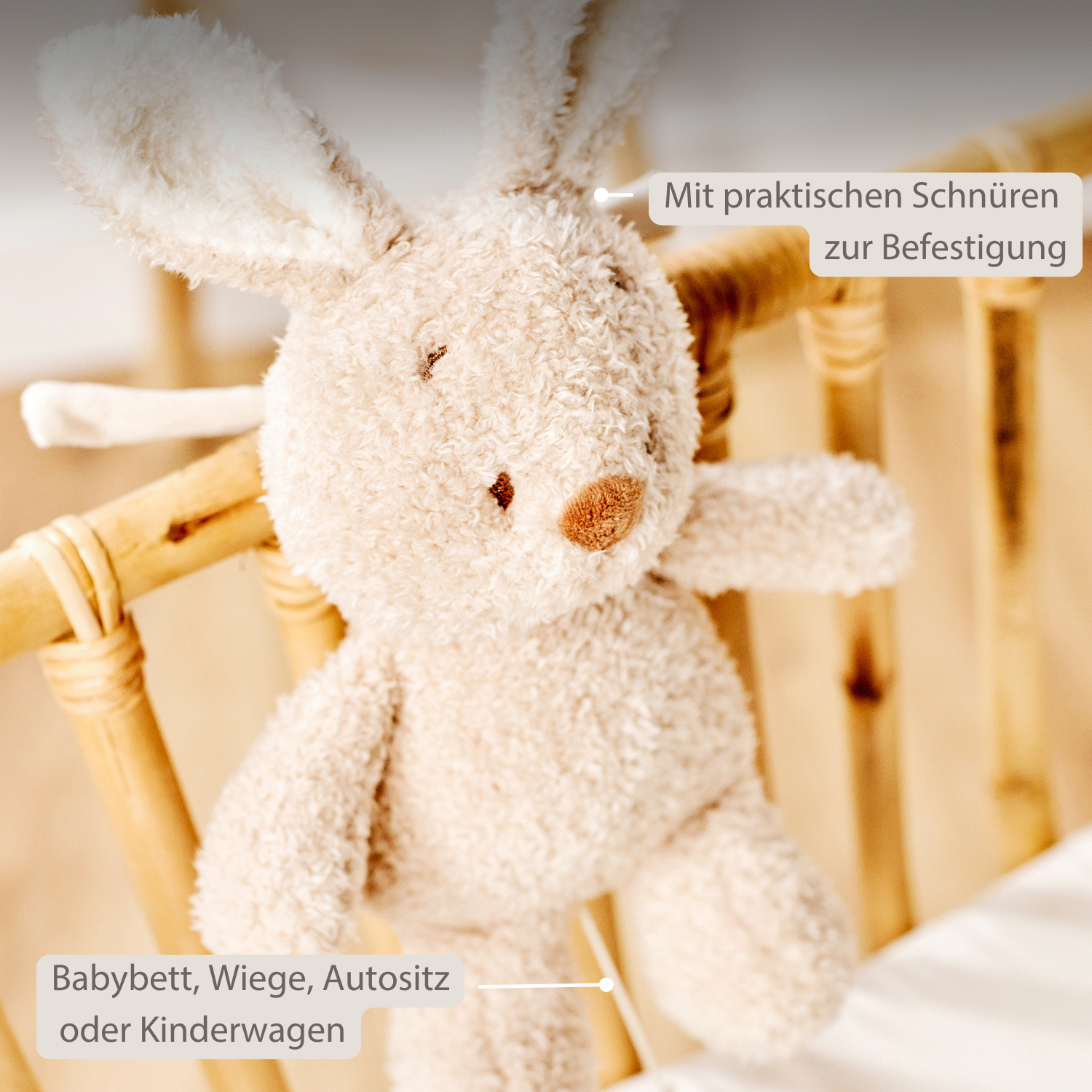 TEDDY Music Plush Bunny – 25 cm – Soft Plush Toy with Music – Beige [DE]
