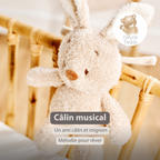 TEDDY Music Plush Bunny – 25 cm – Soft Plush Toy with Music – Beige [FR]