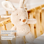 TEDDY Music Plush Bunny – 25 cm – Soft Plush Toy with Music – Beige [FR]