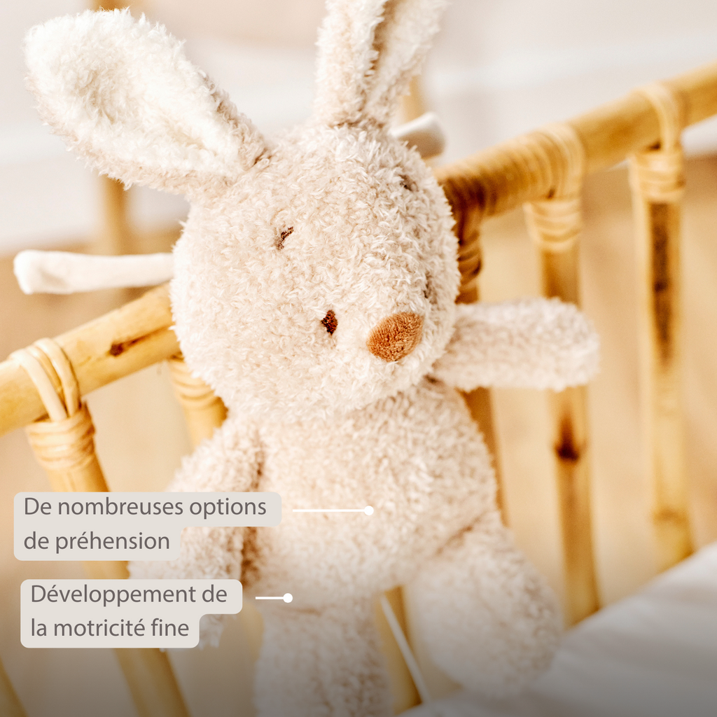 TEDDY Music Plush Bunny – 25 cm – Soft Plush Toy with Music – Beige [FR]