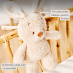 TEDDY Music Plush Bunny – 25 cm – Soft Plush Toy with Music – Beige [FR]